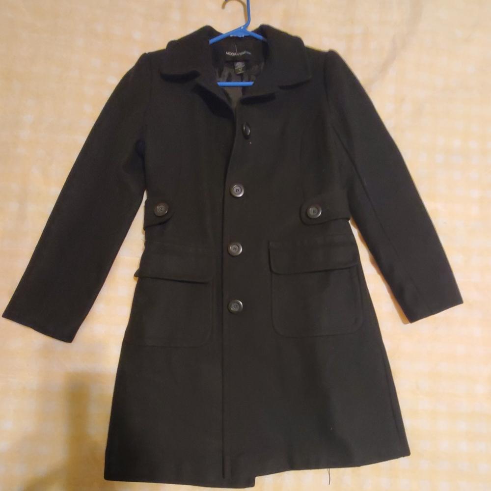 Moda International Black Single-Breasted Pea Coat